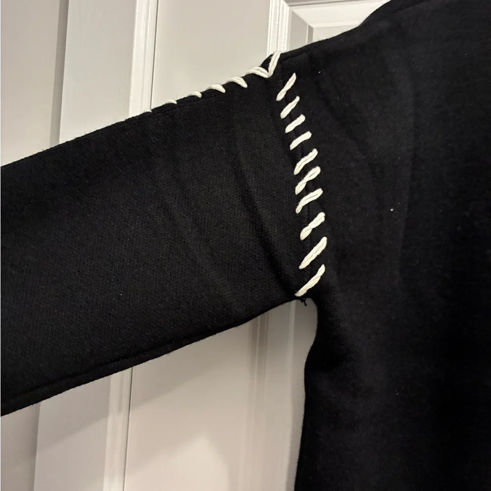 English Factory Black Sweater Dress with White Stitching - Picture 3 of 6